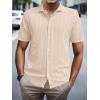 imageSuperPrity Mens Button Down Shirt Knit Shirts Short Sleeve Cuban Guayabera Cool Summer Beach ShirtsLight Khkai