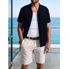 imageSuperPrity Mens Button Down Shirt Knit Shirts Short Sleeve Cuban Guayabera Cool Summer Beach ShirtsNavy Blue
