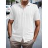 imageSuperPrity Mens Button Down Shirt Knit Shirts Short Sleeve Cuban Guayabera Cool Summer Beach ShirtsWhite