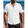 imageSuperPrity Mens Button Down Shirt Knit Shirts Short Sleeve Cuban Guayabera Cool Summer Beach ShirtsWhite
