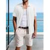 imageSuperPrity Mens Button Down Shirt Knit Shirts Short Sleeve Cuban Guayabera Cool Summer Beach ShirtsWhite