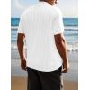 imageSuperPrity Mens Button Down Shirt Knit Shirts Short Sleeve Cuban Guayabera Cool Summer Beach ShirtsWhite
