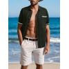 imageSuperPrity Mens Polo Shirt Vintage Knit Short Sleeve Shirts Button Down Beach Shirts Textured Golf Shirts with PocketArmy Green