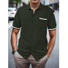imageSuperPrity Mens Polo Shirt Vintage Knit Short Sleeve Shirts Button Down Beach Shirts Textured Golf Shirts with PocketArmy Green