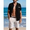 imageSuperPrity Mens Polo Shirt Vintage Knit Short Sleeve Shirts Button Down Beach Shirts Textured Golf Shirts with PocketBlack