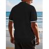 imageSuperPrity Mens Polo Shirt Vintage Knit Short Sleeve Shirts Button Down Beach Shirts Textured Golf Shirts with PocketBlack