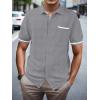 imageSuperPrity Mens Polo Shirt Vintage Knit Short Sleeve Shirts Button Down Beach Shirts Textured Golf Shirts with PocketGrey