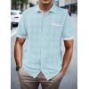 imageSuperPrity Mens Polo Shirt Vintage Knit Short Sleeve Shirts Button Down Beach Shirts Textured Golf Shirts with PocketLight Blue