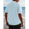 imageSuperPrity Mens Polo Shirt Vintage Knit Short Sleeve Shirts Button Down Beach Shirts Textured Golf Shirts with PocketLight Blue