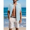 imageSuperPrity Mens Polo Shirt Vintage Knit Short Sleeve Shirts Button Down Beach Shirts Textured Golf Shirts with PocketLight Blue