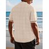 imageSuperPrity Mens Polo Shirt Vintage Knit Short Sleeve Shirts Button Down Beach Shirts Textured Golf Shirts with PocketLight Khkai