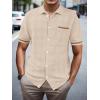 imageSuperPrity Mens Polo Shirt Vintage Knit Short Sleeve Shirts Button Down Beach Shirts Textured Golf Shirts with PocketLight Khkai