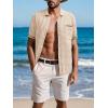 imageSuperPrity Mens Polo Shirt Vintage Knit Short Sleeve Shirts Button Down Beach Shirts Textured Golf Shirts with PocketLight Khkai