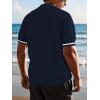 imageSuperPrity Mens Polo Shirt Vintage Knit Short Sleeve Shirts Button Down Beach Shirts Textured Golf Shirts with PocketNavy Blue