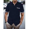 imageSuperPrity Mens Polo Shirt Vintage Knit Short Sleeve Shirts Button Down Beach Shirts Textured Golf Shirts with PocketNavy Blue