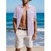 imageSuperPrity Mens Polo Shirt Vintage Knit Short Sleeve Shirts Button Down Beach Shirts Textured Golf Shirts with PocketPurple