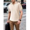 imageSuperPrity Mens Polo Shirts Short Sleeve Golf Shirts Crochet Button Down Collared T Shirt Classic Golf TeesApricot