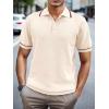 imageSuperPrity Mens Polo Shirts Short Sleeve Golf Shirts Crochet Button Down Collared T Shirt Classic Golf TeesApricot