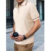 imageSuperPrity Mens Polo Shirts Short Sleeve Golf Shirts Crochet Button Down Collared T Shirt Classic Golf TeesApricot
