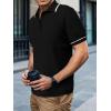 imageSuperPrity Mens Polo Shirts Short Sleeve Golf Shirts Crochet Button Down Collared T Shirt Classic Golf TeesBlack