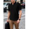 imageSuperPrity Mens Polo Shirts Short Sleeve Golf Shirts Crochet Button Down Collared T Shirt Classic Golf TeesBlack