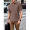 imageSuperPrity Mens Polo Shirts Short Sleeve Golf Shirts Crochet Button Down Collared T Shirt Classic Golf TeesDark Khaki