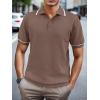 imageSuperPrity Mens Polo Shirts Short Sleeve Golf Shirts Crochet Button Down Collared T Shirt Classic Golf TeesDark Khaki