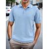 imageSuperPrity Mens Polo Shirts Short Sleeve Golf Shirts Crochet Button Down Collared T Shirt Classic Golf TeesLight Blue