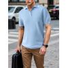 imageSuperPrity Mens Polo Shirts Short Sleeve Golf Shirts Crochet Button Down Collared T Shirt Classic Golf TeesLight Blue