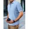 imageSuperPrity Mens Polo Shirts Short Sleeve Golf Shirts Crochet Button Down Collared T Shirt Classic Golf TeesLight Blue