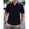 imageSuperPrity Mens Polo Shirts Short Sleeve Golf Shirts Crochet Button Down Collared T Shirt Classic Golf TeesNavy Blue