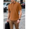 imageSuperPrity Mens Polo Shirts Short Sleeve Golf Shirts Crochet Button Down Collared T Shirt Classic Golf TeesOrange