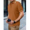 imageSuperPrity Mens Polo Shirts Short Sleeve Golf Shirts Crochet Button Down Collared T Shirt Classic Golf TeesOrange
