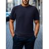 imageSuperPrity Mens TShirts Casual Crewneck Short Sleeve T Shirt Knit Waffle Summer Tshirts ShirtsNavy Blue