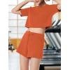 imageSuperPrity Running Shorts for Women High Waisted Workout Shorts Athletic Comfy Drawstring Sweat Gym Shorts with PocketsOrange