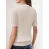 imageSuperPrity Womens Button Down Shirts Eyelet Knit Business Casual Tops Textured Collared Short Sleeve BlousesApricot