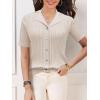 imageSuperPrity Womens Button Down Shirts Eyelet Knit Business Casual Tops Textured Collared Short Sleeve BlousesApricot