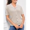 imageSuperPrity Womens Button Down Shirts Eyelet Knit Business Casual Tops Textured Collared Short Sleeve BlousesApricot