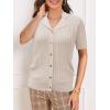 imageSuperPrity Womens Button Down Shirts Eyelet Knit Business Casual Tops Textured Collared Short Sleeve BlousesApricot