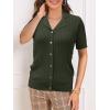 imageSuperPrity Womens Button Down Shirts Eyelet Knit Business Casual Tops Textured Collared Short Sleeve BlousesArmy Green