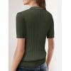 imageSuperPrity Womens Button Down Shirts Eyelet Knit Business Casual Tops Textured Collared Short Sleeve BlousesArmy Green