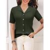 imageSuperPrity Womens Button Down Shirts Eyelet Knit Business Casual Tops Textured Collared Short Sleeve BlousesArmy Green