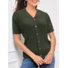 imageSuperPrity Womens Button Down Shirts Eyelet Knit Business Casual Tops Textured Collared Short Sleeve BlousesArmy Green