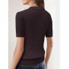 imageSuperPrity Womens Button Down Shirts Eyelet Knit Business Casual Tops Textured Collared Short Sleeve BlousesDark Brown