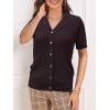 imageSuperPrity Womens Button Down Shirts Eyelet Knit Business Casual Tops Textured Collared Short Sleeve BlousesDark Brown