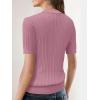 imageSuperPrity Womens Button Down Shirts Eyelet Knit Business Casual Tops Textured Collared Short Sleeve BlousesDark Pink