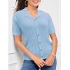 imageSuperPrity Womens Button Down Shirts Eyelet Knit Business Casual Tops Textured Collared Short Sleeve BlousesLight Blue