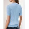 imageSuperPrity Womens Button Down Shirts Eyelet Knit Business Casual Tops Textured Collared Short Sleeve BlousesLight Blue