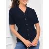 imageSuperPrity Womens Button Down Shirts Eyelet Knit Business Casual Tops Textured Collared Short Sleeve BlousesNavy Blue