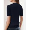imageSuperPrity Womens Button Down Shirts Eyelet Knit Business Casual Tops Textured Collared Short Sleeve BlousesNavy Blue